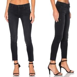 Mother High Waisted Looker Ankle Fray in Blackbird